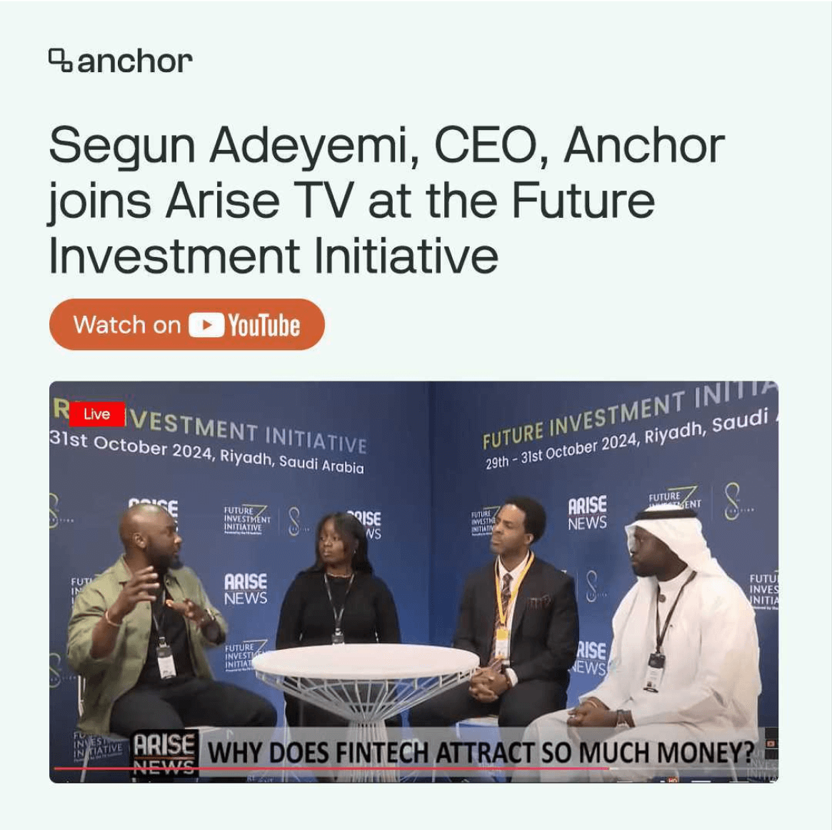 SEGUN ADEYEMI AT THE FII, RIYADH